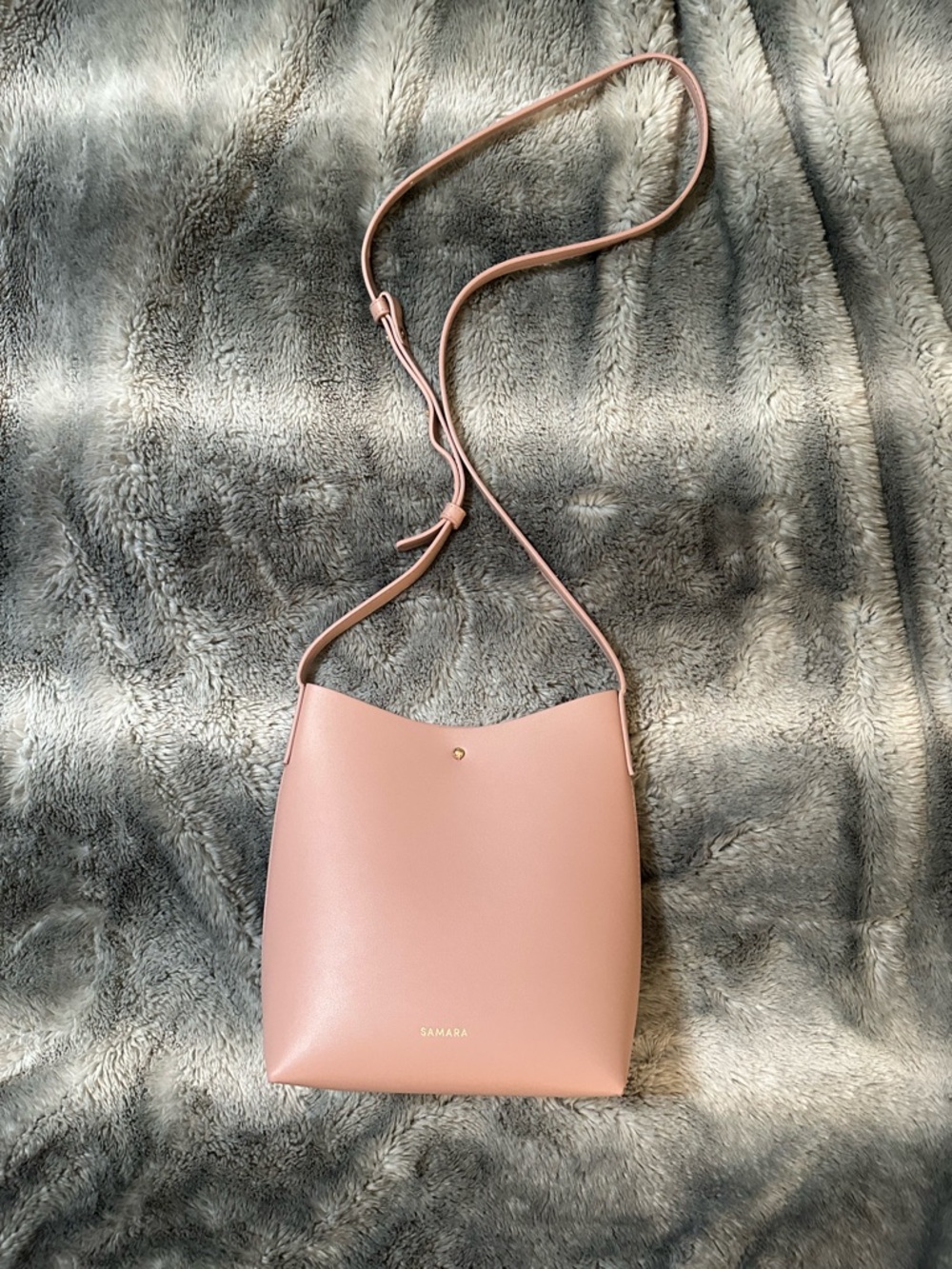 SAMARA Blush Pink Crossbody Bucket Bag with Adjustable Strap